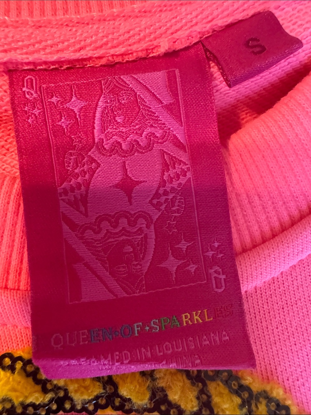 QUEEN OF SPARKLES Hot Pink Mini Dress with Gold Star & Rope Embellishments - Picture 3 of 3